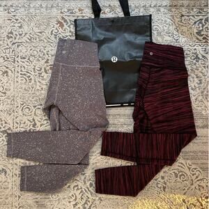 2 Pair Size 6 Lululemon Wunder Under High-Rise Tights 25" inch